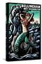 Bellingham, Washington - Mermaid - Scratchboard-Lantern Press-Stretched Canvas