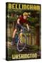 Bellingham, Washington - Mountain Biker in Trees-Lantern Press-Stretched Canvas