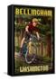 Bellingham, Washington - Mountain Biker in Trees-Lantern Press-Framed Stretched Canvas