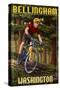 Bellingham, Washington - Mountain Biker in Trees-Lantern Press-Stretched Canvas