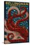 Bellingham, Washington - Octopus Mosaic-Lantern Press-Stretched Canvas