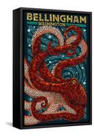 Bellingham, Washington - Octopus Mosaic-Lantern Press-Framed Stretched Canvas