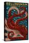 Bellingham, Washington - Octopus Mosaic-Lantern Press-Stretched Canvas