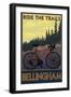 Bellingham, Washington - Ride the Trails-Lantern Press-Framed Art Print