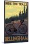 Bellingham, Washington - Ride the Trails-Lantern Press-Mounted Art Print