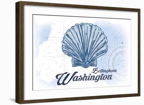 Bellingham, Washington - Scallop Shell - Blue - Coastal Icon-Lantern Press-Framed Art Print