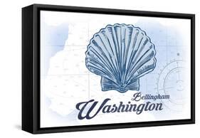 Bellingham, Washington - Scallop Shell - Blue - Coastal Icon-Lantern Press-Framed Stretched Canvas
