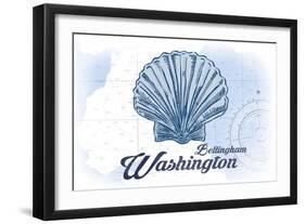 Bellingham, Washington - Scallop Shell - Blue - Coastal Icon-Lantern Press-Framed Art Print