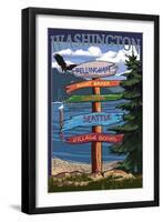 Bellingham, Washington - Signpost Destinations-Lantern Press-Framed Art Print
