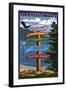 Bellingham, Washington - Signpost Destinations-Lantern Press-Framed Art Print