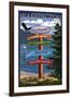 Bellingham, Washington - Signpost Destinations-Lantern Press-Framed Art Print