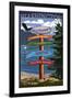 Bellingham, Washington - Signpost Destinations-Lantern Press-Framed Art Print