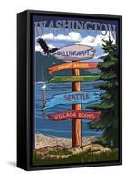 Bellingham, Washington - Signpost Destinations-Lantern Press-Framed Stretched Canvas