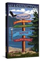 Bellingham, Washington - Signpost Destinations-Lantern Press-Stretched Canvas