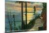 Bellingham, Washington, Sunset View from Chuckanut Drive, near Bellingham-Lantern Press-Mounted Premium Giclee Print