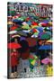 Bellingham, Washington - Umbrellas-Lantern Press-Stretched Canvas