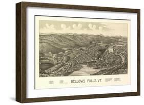 Bellows Falls, Vermont - Panoramic Map-Lantern Press-Framed Art Print