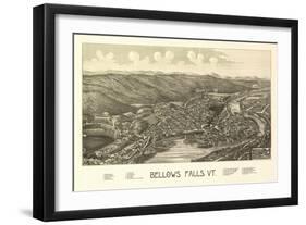 Bellows Falls, Vermont - Panoramic Map-Lantern Press-Framed Art Print