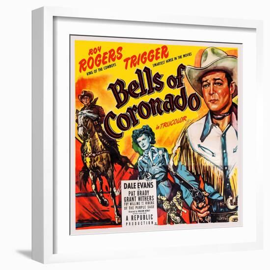 Bells of Coronado, Left and Right: Roy Rogers; Center: Dale Evans, 1950-null-Framed Art Print