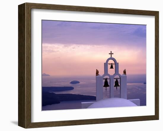 Belltower at Sunrise, Mykonos, Greece-Keren Su-Framed Premium Photographic Print