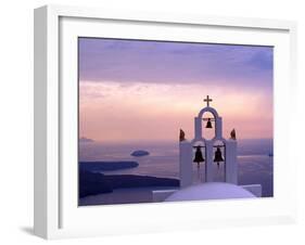 Belltower at Sunrise, Mykonos, Greece-Keren Su-Framed Premium Photographic Print
