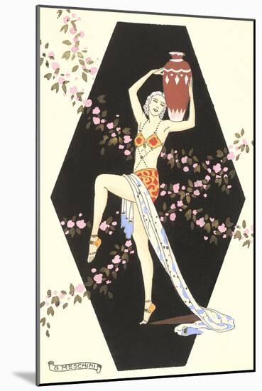 Belly Dancer Balancing Jug-null-Mounted Art Print