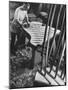 Bellyman Planing Wood Smooth on Soundboard for a New Grand Piano at the Steinway Piano Factory-Margaret Bourke-White-Mounted Photographic Print