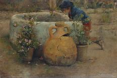 Boy Peering Into a Well, 1889-Belmiro Barbosa De Almeida-Stretched Canvas