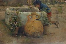 Boy Peering Into a Well, 1889-Belmiro Barbosa De Almeida-Framed Stretched Canvas