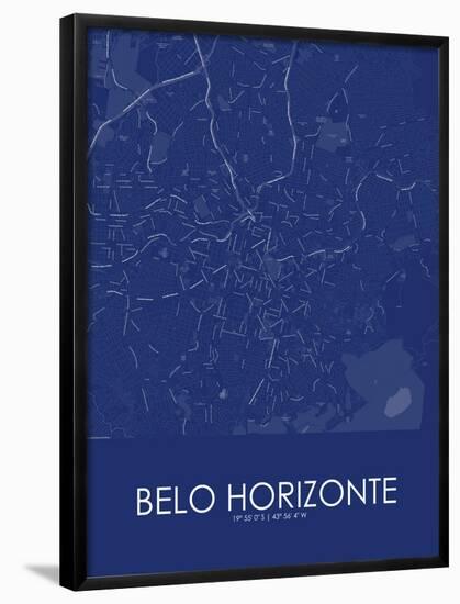 Belo Horizonte, Brazil Blue Map-null-Framed Poster