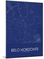 Belo Horizonte, Brazil Blue Map-null-Mounted Poster