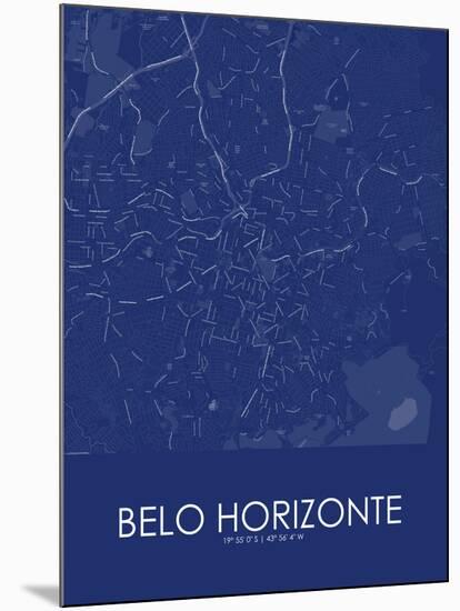 Belo Horizonte, Brazil Blue Map-null-Mounted Poster