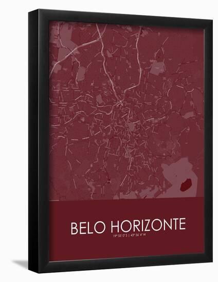 Belo Horizonte, Brazil Red Map-null-Framed Poster