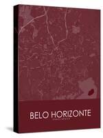 Belo Horizonte, Brazil Red Map-null-Stretched Canvas
