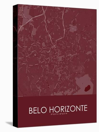 Belo Horizonte, Brazil Red Map-null-Stretched Canvas