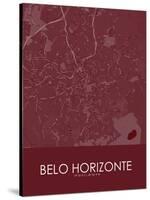 Belo Horizonte, Brazil Red Map-null-Stretched Canvas