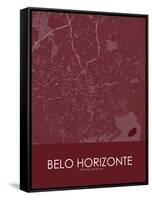 Belo Horizonte, Brazil Red Map-null-Framed Stretched Canvas