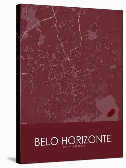 Belo Horizonte, Brazil Red Map-null-Stretched Canvas