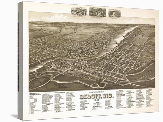 Beloit, Wisconsin - Panoramic Map-Lantern Press-Stretched Canvas