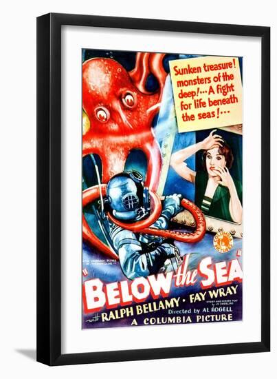 Below The Sea, US poster art, Fay Wray, 1933-null-Framed Art Print