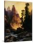 Below the Towers of Tower Falls, Yellowstone Park, 1909-Thomas Moran-Stretched Canvas