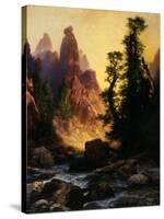 Below the Towers of Tower Falls, Yellowstone Park, 1909-Thomas Moran-Stretched Canvas