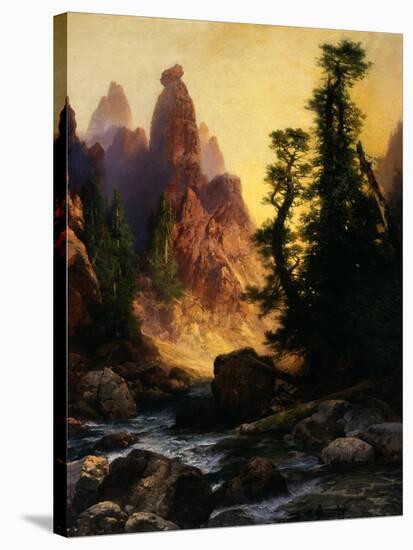 Below the Towers of Tower Falls, Yellowstone Park, 1909-Thomas Moran-Stretched Canvas