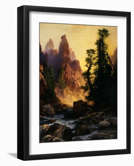 Below the Towers of Tower Falls, Yellowstone Park, 1909-Thomas Moran-Framed Giclee Print