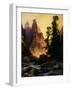 Below the Towers of Tower Falls, Yellowstone Park, 1909-Thomas Moran-Framed Giclee Print