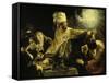 Belshazzar's Feast-Rembrandt van Rijn-Framed Stretched Canvas