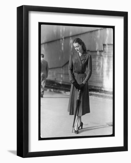 Belted Dress and Umbrella-null-Framed Art Print