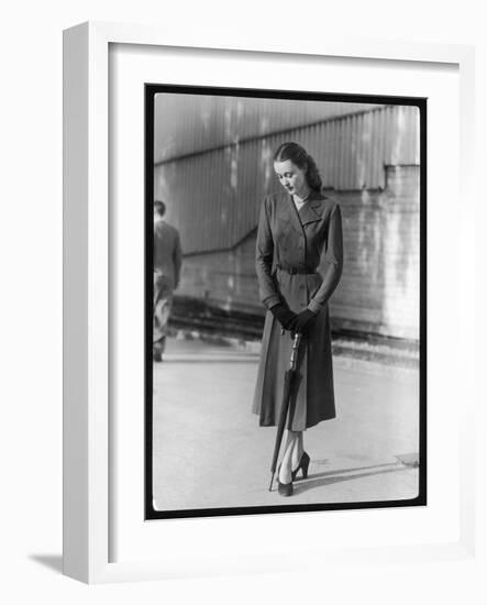 Belted Dress and Umbrella-null-Framed Art Print