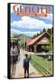 Belton Train Depot - West Glacier, Montana-Lantern Press-Framed Stretched Canvas