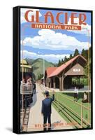 Belton Train Depot - West Glacier, Montana-Lantern Press-Framed Stretched Canvas